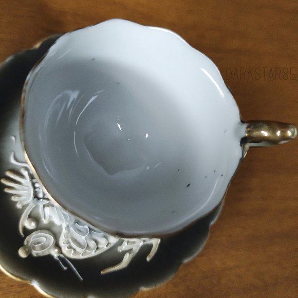 Vintage Made in Japan Moriage Black Dragonware Demitasse Teacups and Saucers - Picture 5 of 14